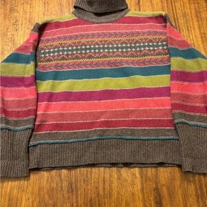 Sundance Vibrant Striped Turtleneck 100% Wool Sweater - size M